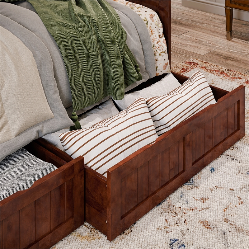 AFI Nantucket Mid-Century Solid Wood Twin Daybed with Set of 2 Drawers in Walnut