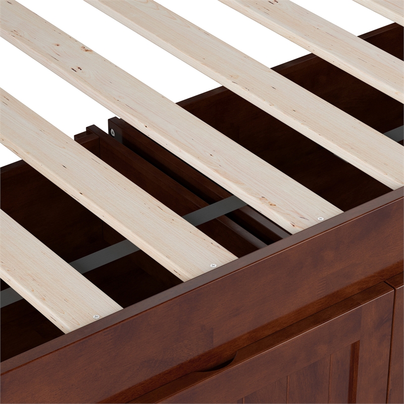 AFI Nantucket Mid-Century Solid Wood Twin Daybed with Set of 2 Drawers in Walnut