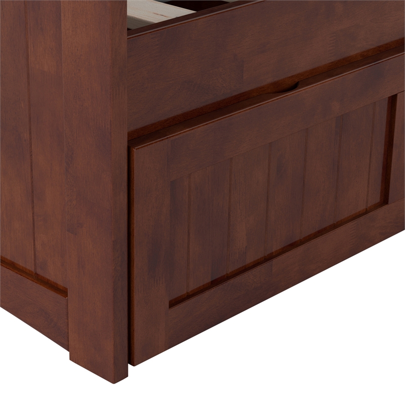 AFI Nantucket Mid-Century Solid Wood Twin Daybed with Set of 2 Drawers in Walnut