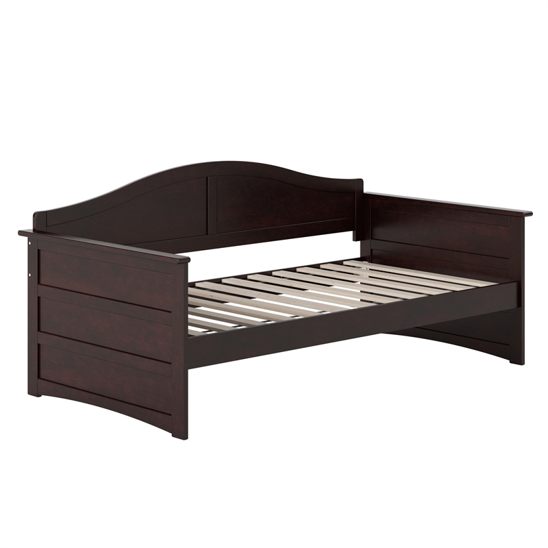 AFI Acadia Mid-Century Solid Wood Twin Daybed with Back Board in Espresso