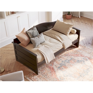 afi acadia mid-century solid wood twin daybed with back board in espresso
