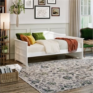 AFI Acadia Mid-Century Solid Wood Twin Daybed with Back Board in White