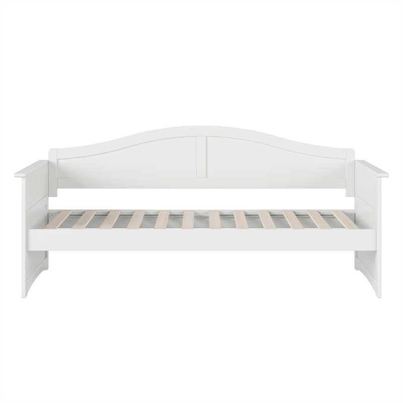 AFI Acadia Mid-Century Solid Wood Twin Daybed with Back Board in White