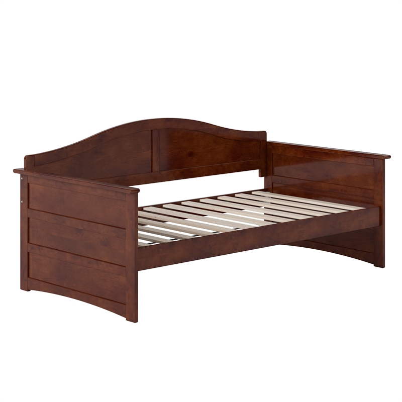 AFI Acadia Mid-Century Solid Wood Twin Daybed with Back Board in Walnut