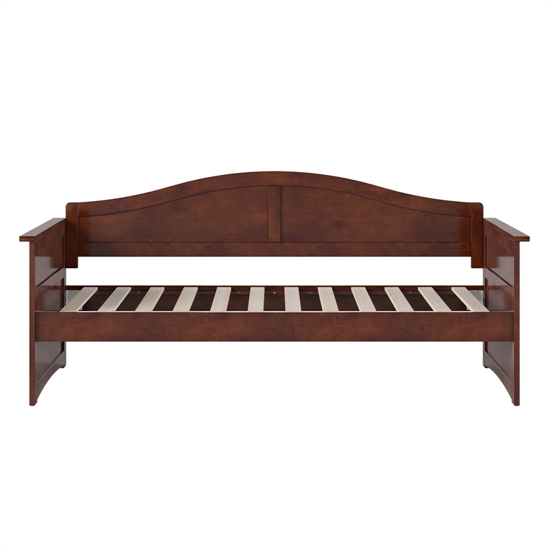 AFI Acadia Mid-Century Solid Wood Twin Daybed with Back Board in Walnut