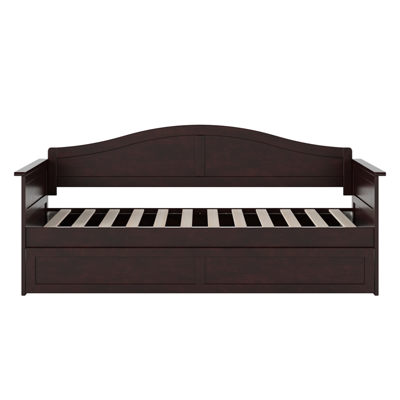 AFI Acadia Mid-Century Solid Wood Daybed with Twin Trundle in Espresso