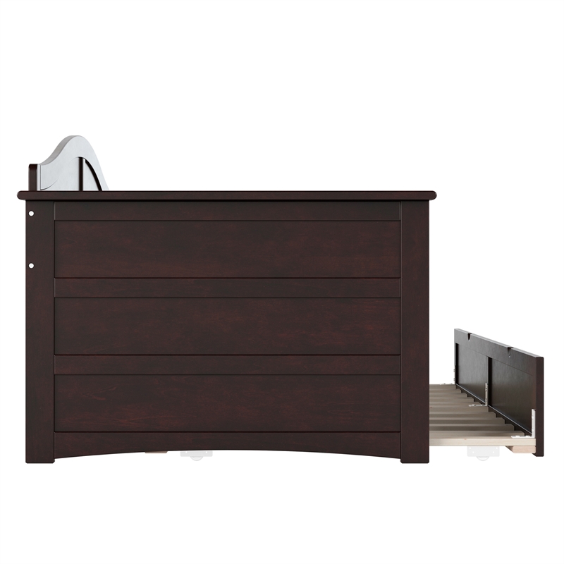 AFI Acadia Mid-Century Solid Wood Daybed with Twin Trundle in Espresso