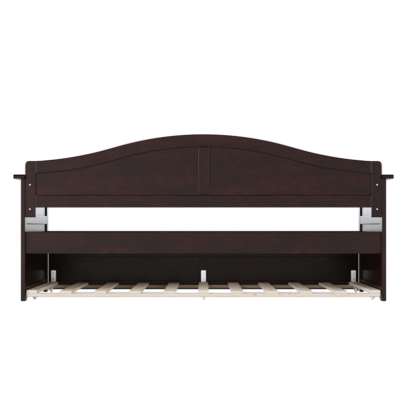 AFI Acadia Mid-Century Solid Wood Daybed with Twin Trundle in Espresso