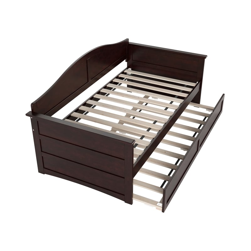 AFI Acadia Mid-Century Solid Wood Daybed with Twin Trundle in Espresso