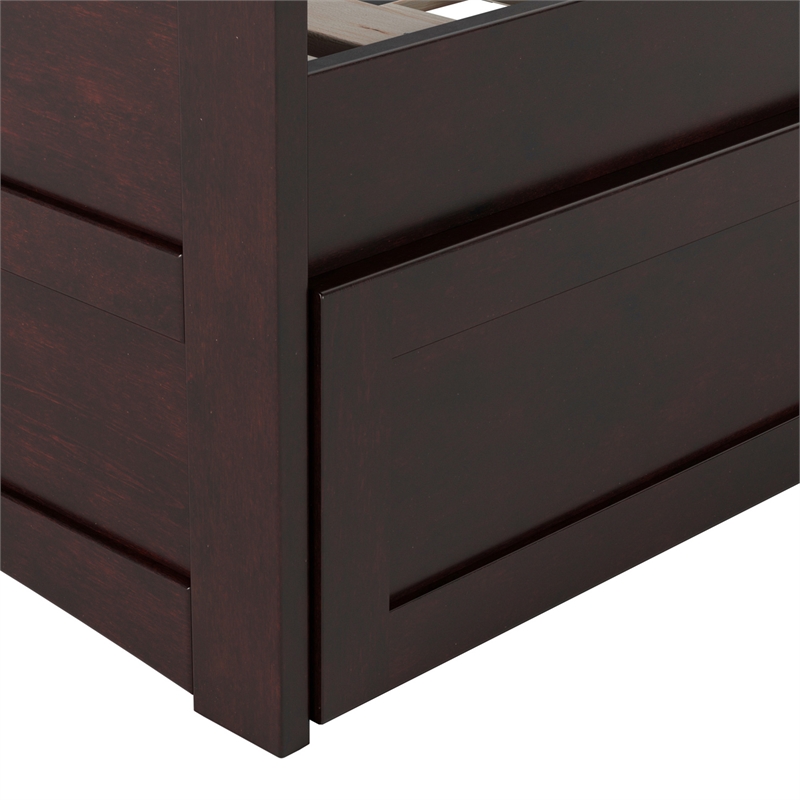 AFI Acadia Mid-Century Solid Wood Daybed with Twin Trundle in Espresso