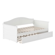 AFI Acadia Mid-Century Solid Wood Daybed with Twin Trundle in White