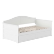 AFI Acadia Mid-Century Solid Wood Daybed with Twin Trundle in White