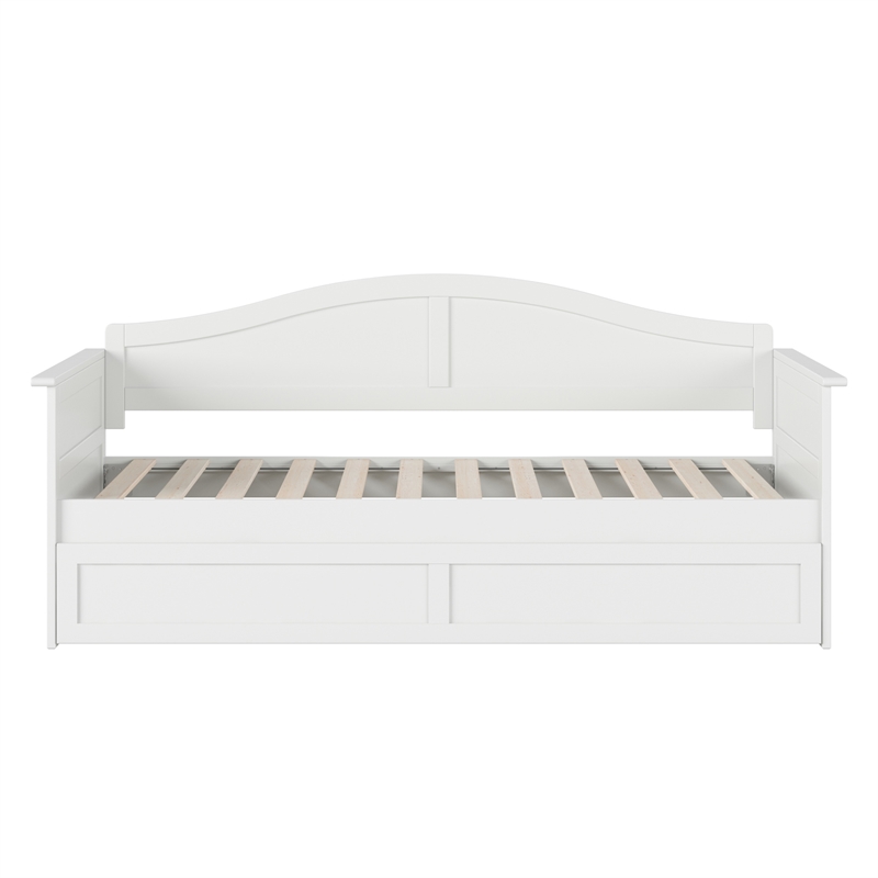AFI Acadia Mid-Century Solid Wood Daybed with Twin Trundle in White