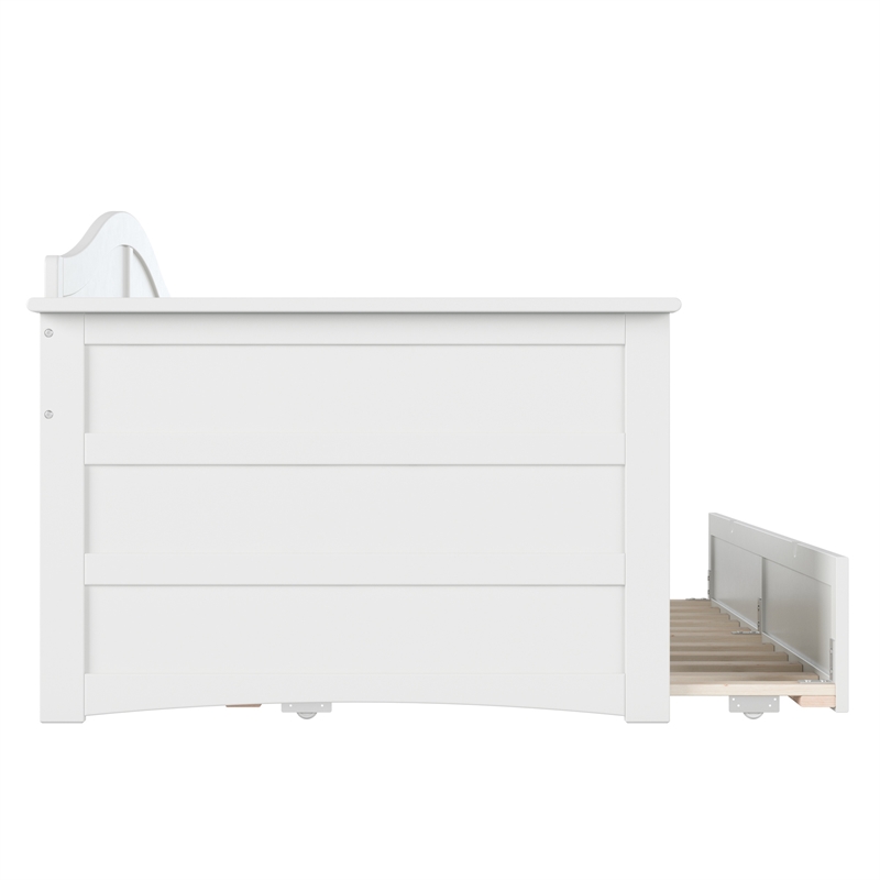 AFI Acadia Mid-Century Solid Wood Daybed with Twin Trundle in White