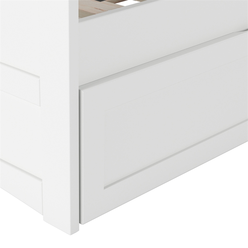 AFI Acadia Mid-Century Solid Wood Daybed with Twin Trundle in White