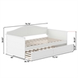 AFI Acadia Mid-Century Solid Wood Daybed with Twin Trundle in White