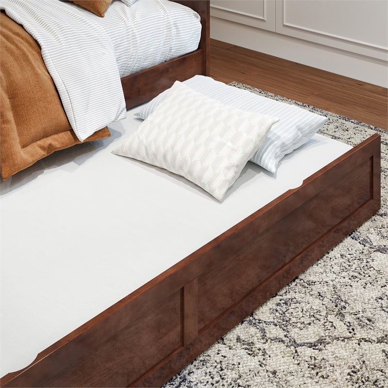 AFI Acadia Mid-Century Solid Wood Daybed with Twin Trundle in Walnut