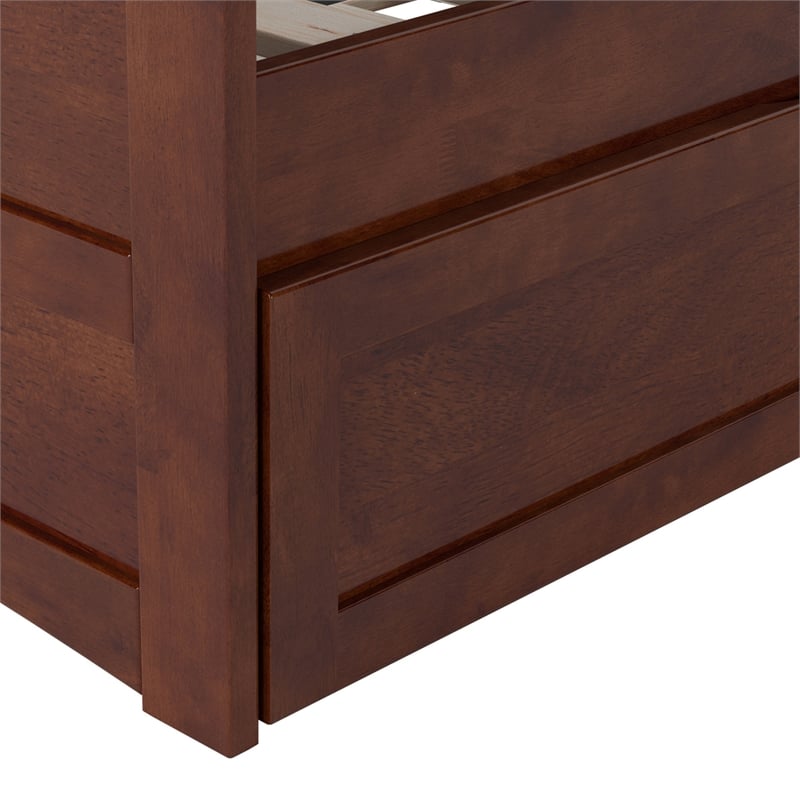 AFI Acadia Mid-Century Solid Wood Daybed with Twin Trundle in Walnut