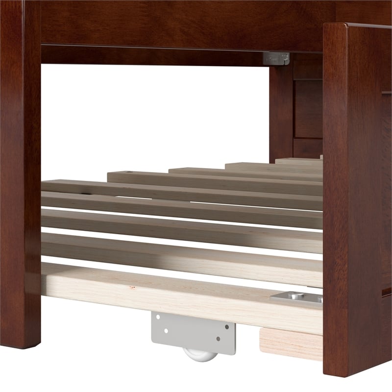 AFI Acadia Mid-Century Solid Wood Daybed with Twin Trundle in Walnut