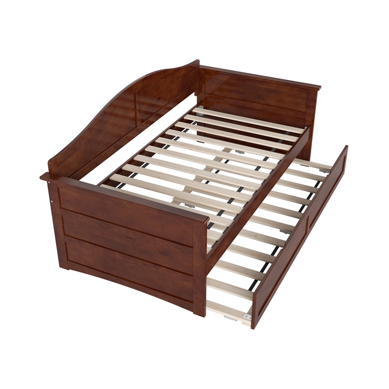 AFI Acadia Mid-Century Solid Wood Daybed with Twin Trundle in Walnut