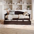 AFI Acadia Mid-Century Solid Wood Twin Daybed with Set of 2 Drawers in Espresso