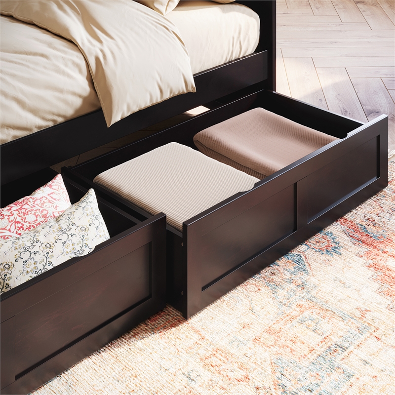 AFI Acadia Mid-Century Solid Wood Twin Daybed with Set of 2 Drawers in Espresso