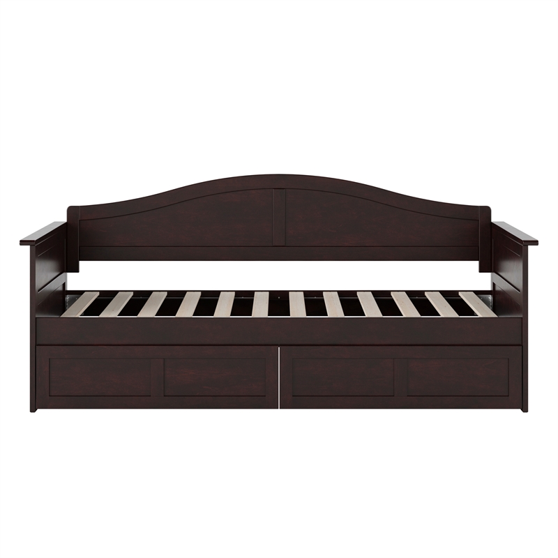 AFI Acadia Mid-Century Solid Wood Twin Daybed with Set of 2 Drawers in Espresso