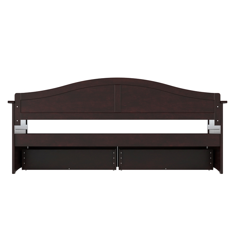 AFI Acadia Mid-Century Solid Wood Twin Daybed with Set of 2 Drawers in Espresso