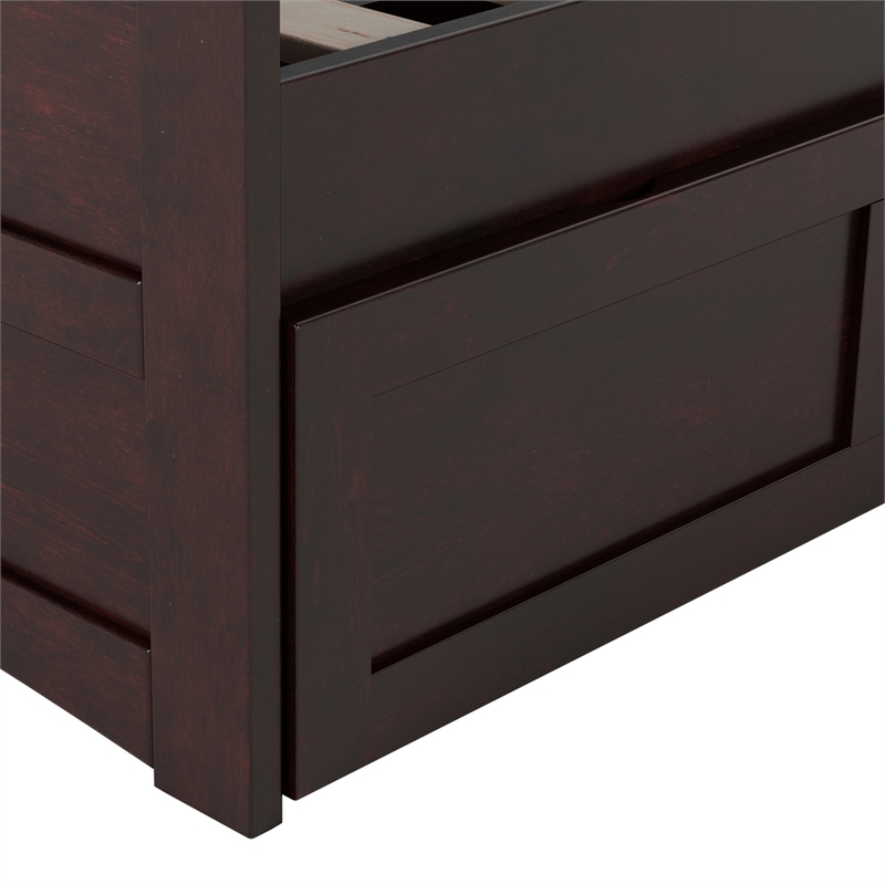 AFI Acadia Mid-Century Solid Wood Twin Daybed with Set of 2 Drawers in Espresso