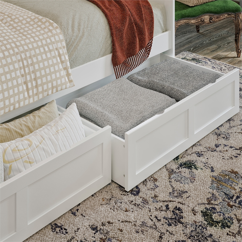 AFI Acadia Mid-Century Solid Wood Twin Daybed with Set of 2 Drawers in White