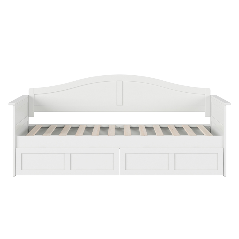AFI Acadia Mid-Century Solid Wood Twin Daybed with Set of 2 Drawers in White