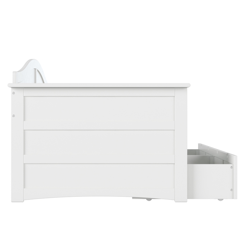 AFI Acadia Mid-Century Solid Wood Twin Daybed with Set of 2 Drawers in White