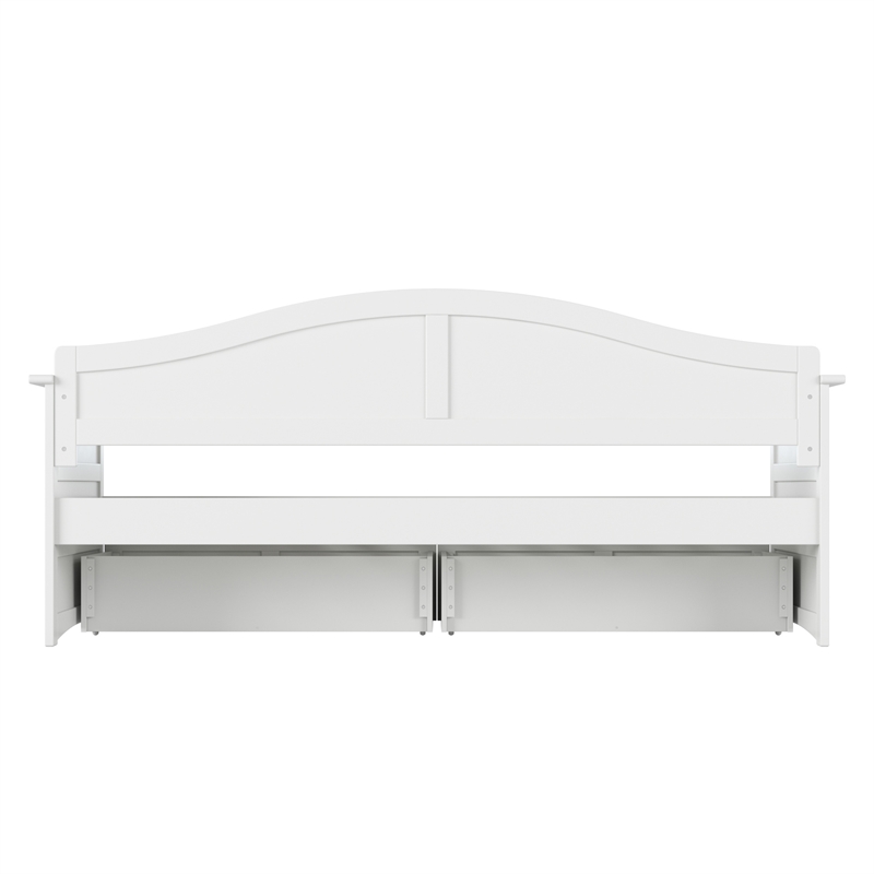 AFI Acadia Mid-Century Solid Wood Twin Daybed with Set of 2 Drawers in White