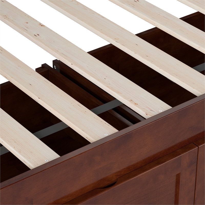 AFI Acadia Mid-Century Solid Wood Twin Daybed with Set of 2 Drawers in Walnut