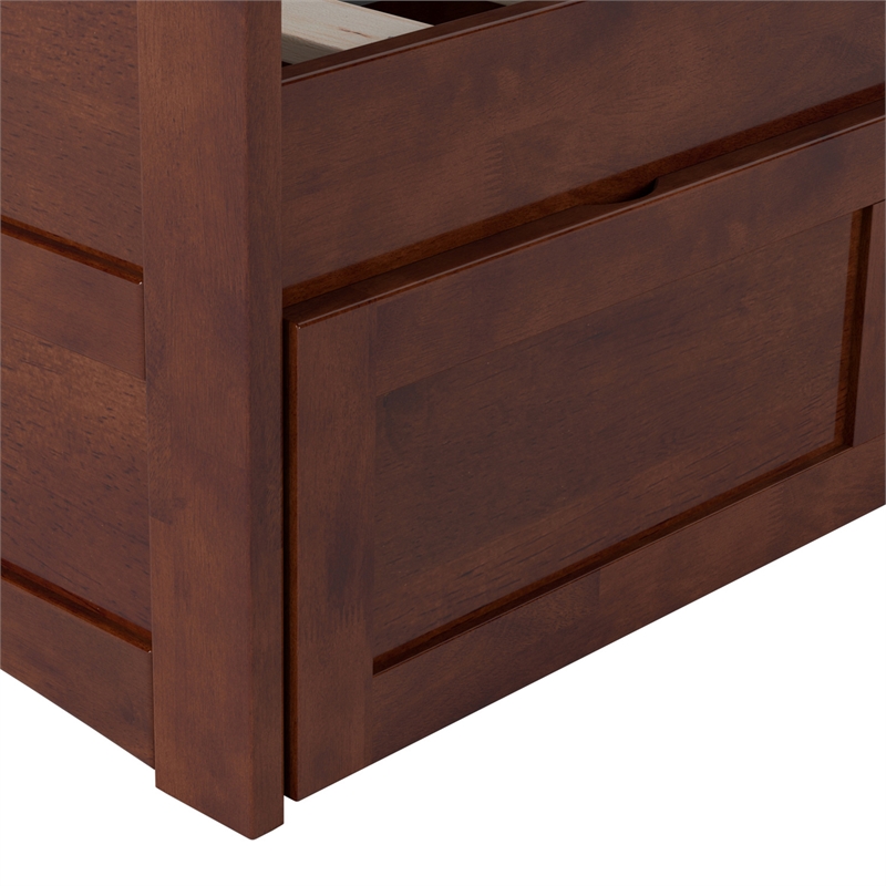 AFI Acadia Mid-Century Solid Wood Twin Daybed with Set of 2 Drawers in Walnut