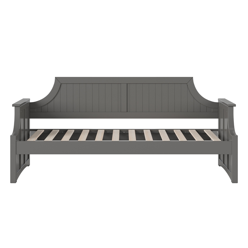 AFI Cambridge Mid-Century Solid Wood Twin Daybed with Curved Backboard in Gray