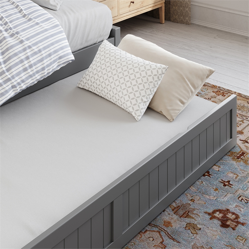 AFI Cambridge Mid-Century Solid Wood Daybed with Twin Trundle in Gray