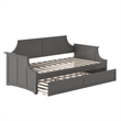 AFI Cambridge Mid-Century Solid Wood Daybed with Twin Trundle in Gray