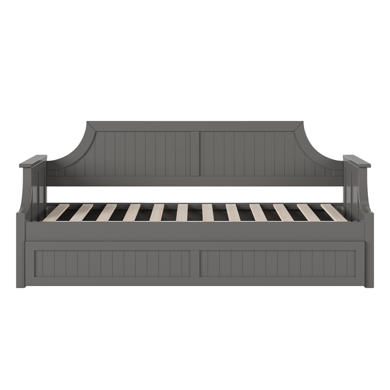AFI Cambridge Mid-Century Solid Wood Daybed with Twin Trundle in Gray