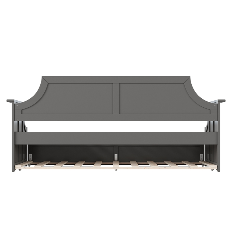 AFI Cambridge Mid-Century Solid Wood Daybed with Twin Trundle in Gray