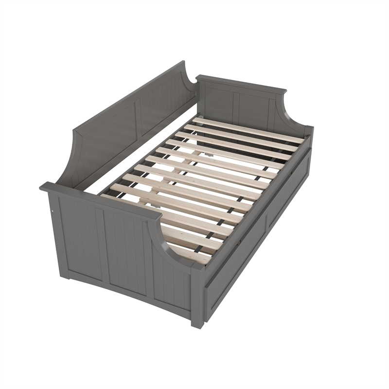 AFI Cambridge Mid-Century Solid Wood Daybed with Twin Trundle in Gray