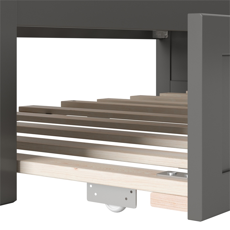 AFI Cambridge Mid-Century Solid Wood Daybed with Twin Trundle in Gray