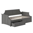 AFI Cambridge Mid-Century Solid Wood Twin Daybed with Set of 2 Drawers in Gray