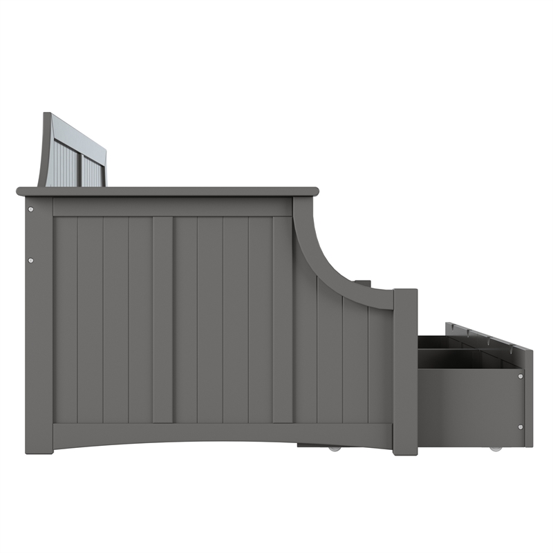 AFI Cambridge Mid-Century Solid Wood Twin Daybed with Set of 2 Drawers in Gray