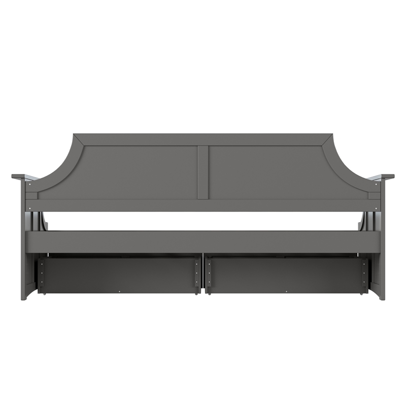 AFI Cambridge Mid-Century Solid Wood Twin Daybed with Set of 2 Drawers in Gray