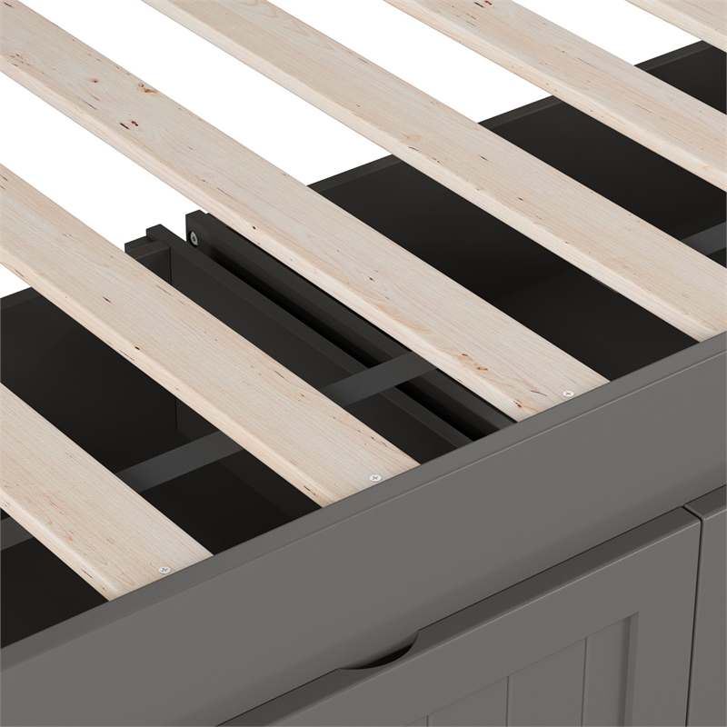 AFI Cambridge Mid-Century Solid Wood Twin Daybed with Set of 2 Drawers in Gray