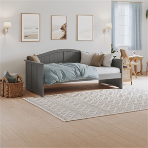 AFI Nantucket Mid-Century Solid Wood Twin Daybed with Groove Beadboard in Gray