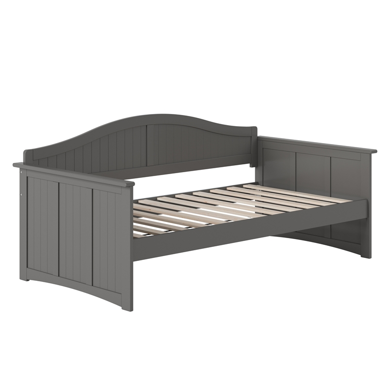 AFI Nantucket Mid-Century Solid Wood Twin Daybed with Groove Beadboard in Gray