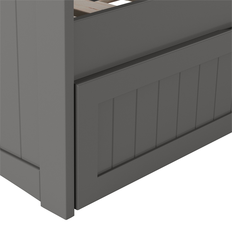 AFI Nantucket Mid-Century Solid Wood Daybed with Twin Trundle in Gray