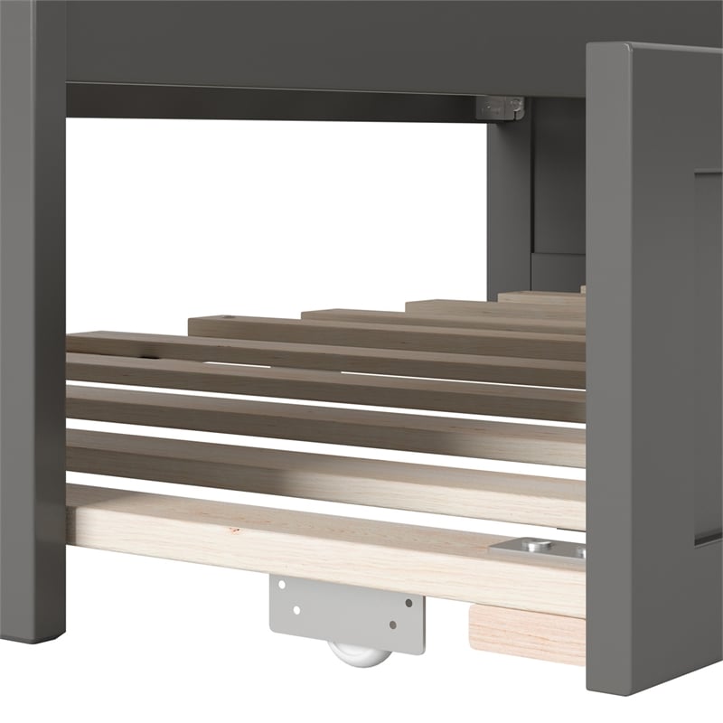 AFI Nantucket Mid-Century Solid Wood Daybed with Twin Trundle in Gray